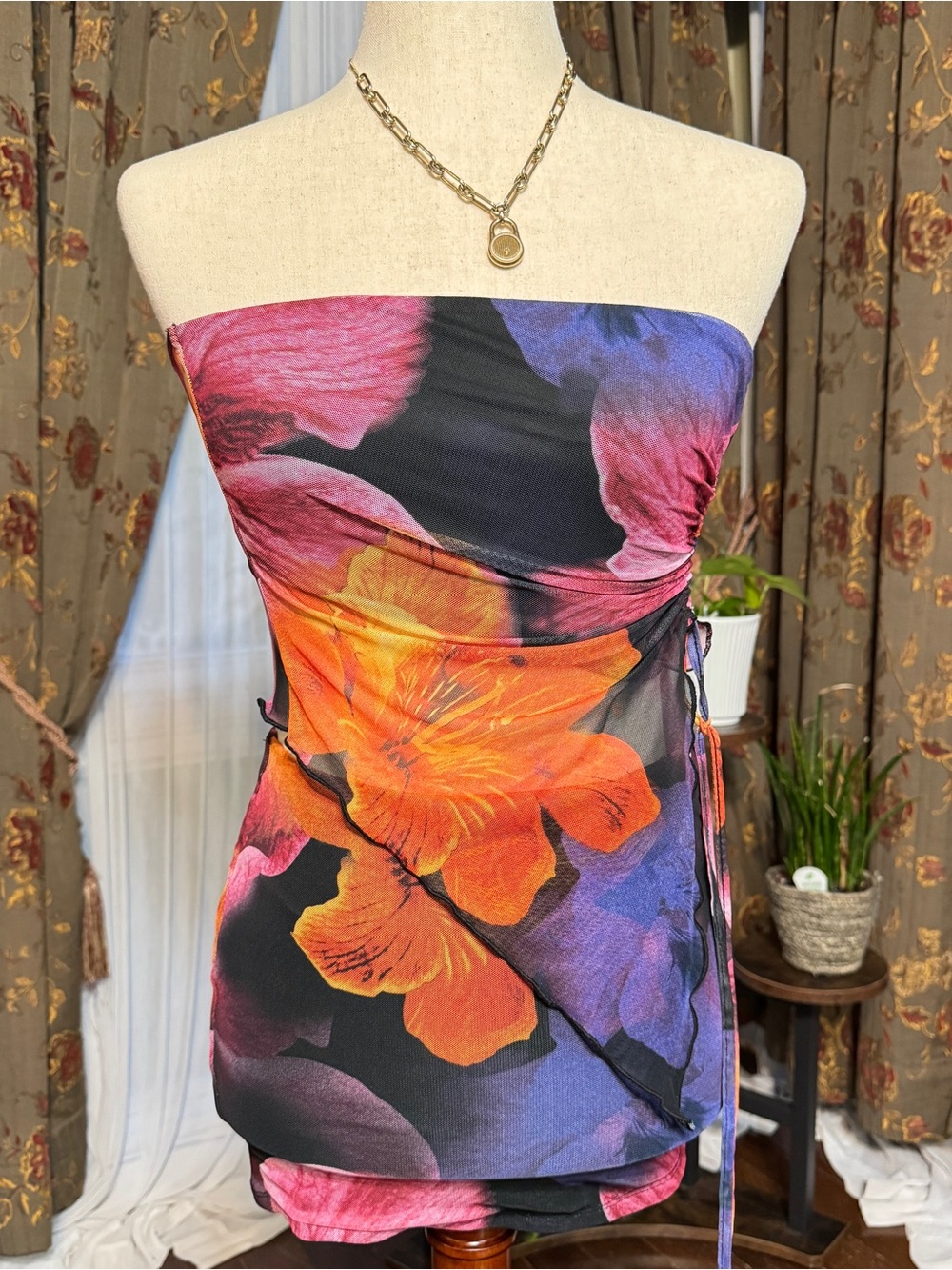 Strapless Floral Print two piece set in Multicolor